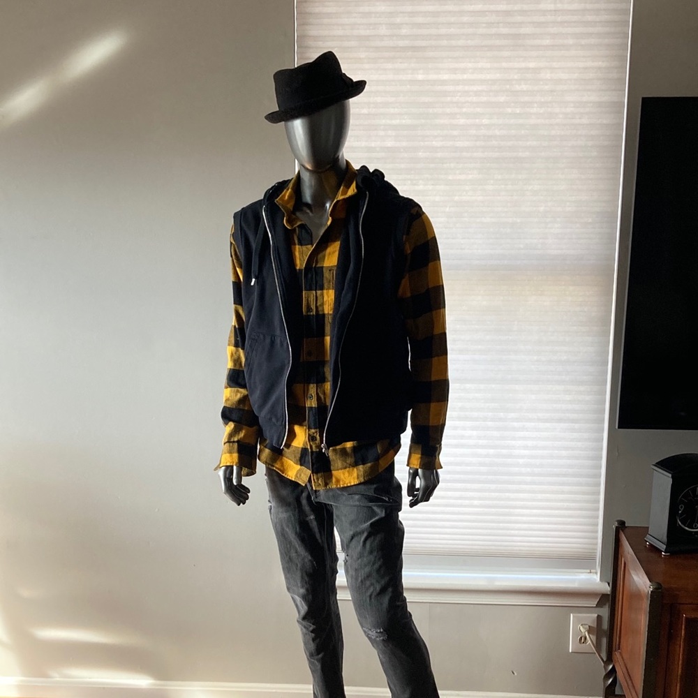 Black and Yellow flannel/hoodie